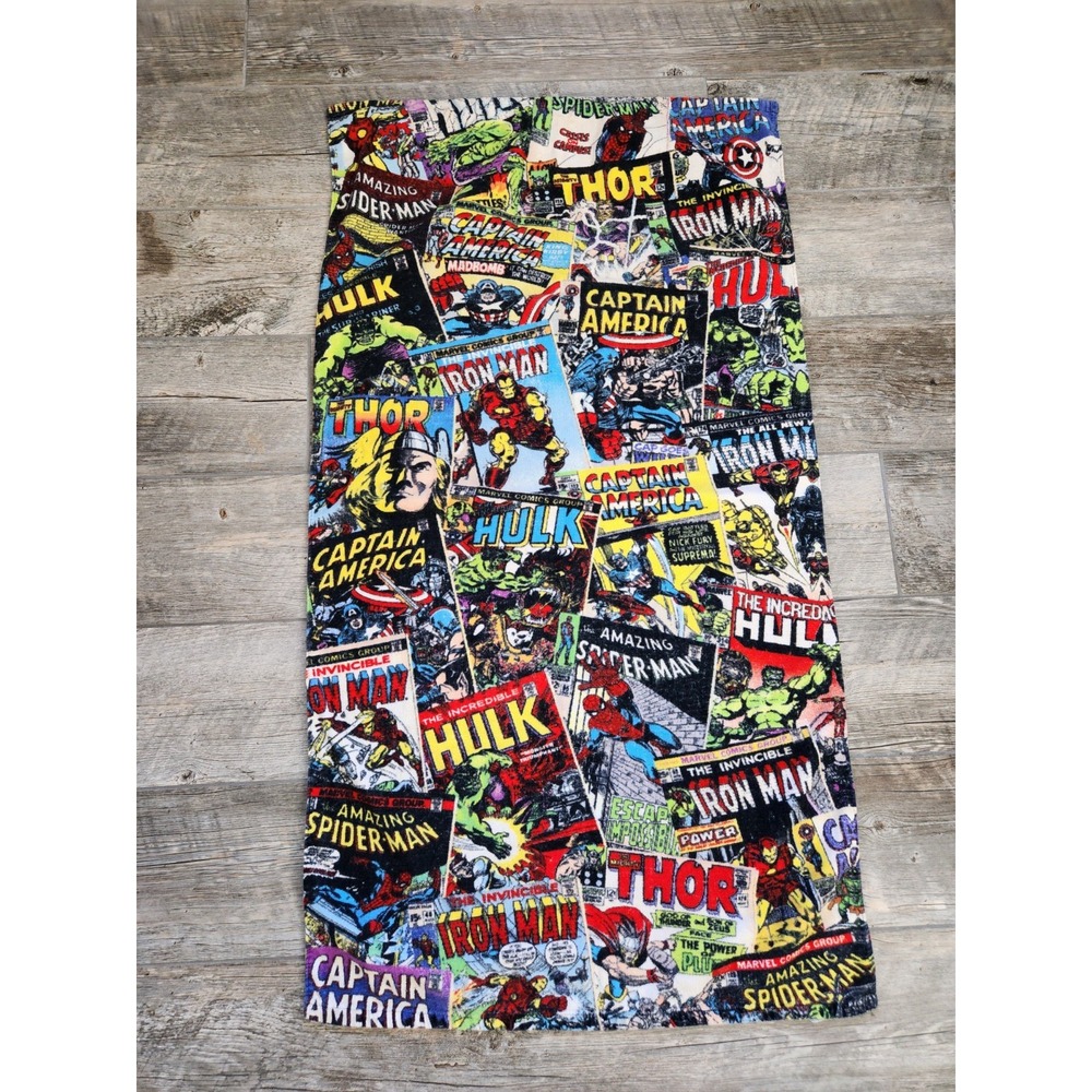 Marvel Comics Beach‎ Towel Vintage Cover Graphics Hulk Spiderman Iron Man Thor